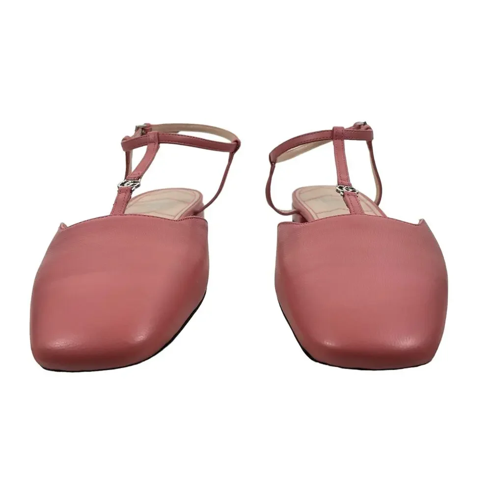 Gucci Double GG T Strap Patent Leather Ballet Flat Pink Size 39.5 - Picture 5 of 14